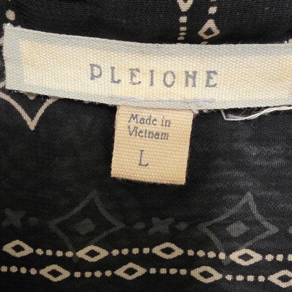 Pleione Women's Femme Black Sheer Button-Down Long Sleeve Shirt Geometric Patter - Picture 7 of 8